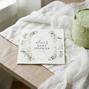Greenery Botanical Script Baby Shower Serviette