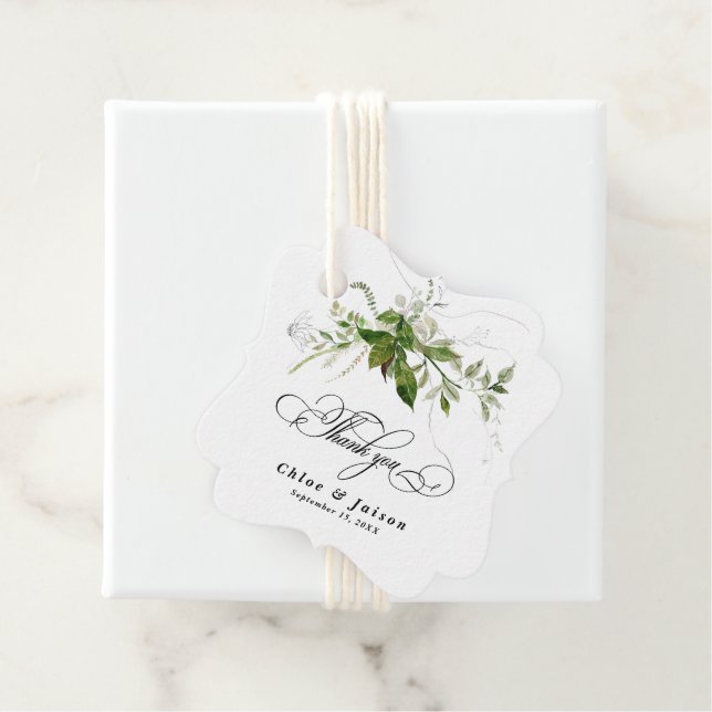 Greenery Botanicals Chic Elegant Hochzeit Geschenkanhänger (Beispiel)