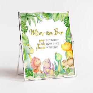 Greenery Boy Dinosaur Baby Dusche Mama Osa Bar Poster
