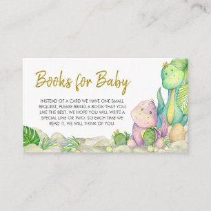 Greenery Boy Dinosaur Baby Shower Books for Baby Begleitkarte
