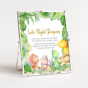 Greenery Boy Dinosaur Baby Spate Night Diapers Poster