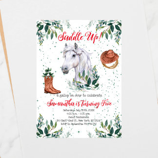 Greenery Boy Horse Birthday Party Einladung