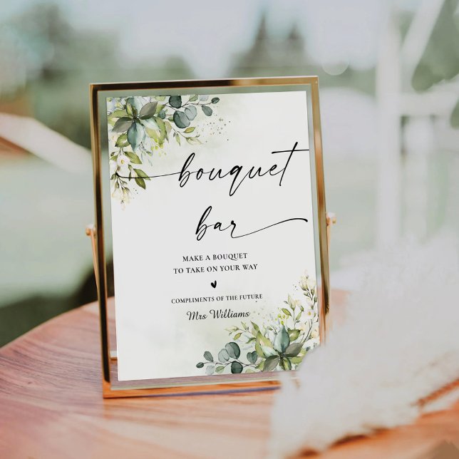 Greenery Brautparty Bouquet Bar Sign Sockelschild (Von Creator hochgeladen)
