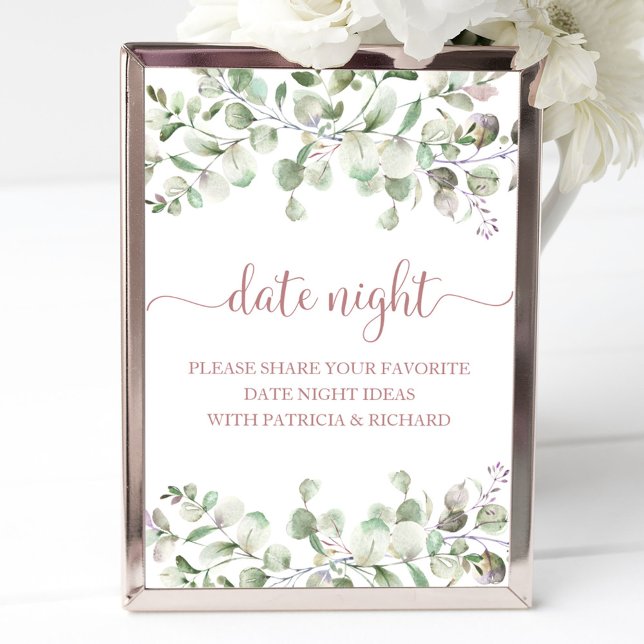 Greenery Brautparty Date Night Jar Sign Poster (Von Creator hochgeladen)