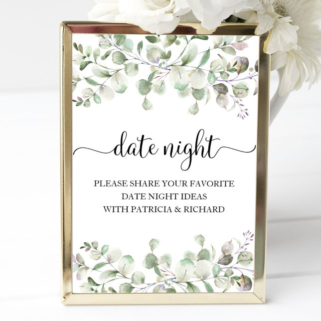 Greenery Brautparty Date Night Jar Sign Poster (Von Creator hochgeladen)