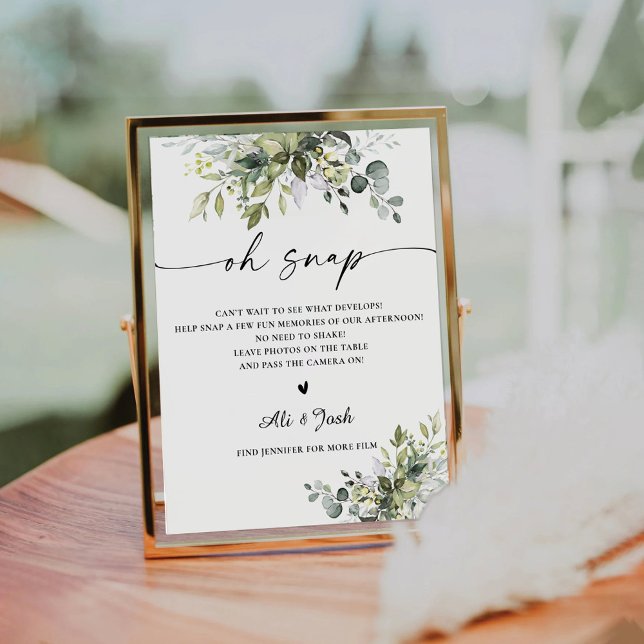 Greenery Brautparty Oh Snap-Zeichen Sockelschild (Von Creator hochgeladen)