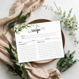 Greenery Brautparty Recipe Cards