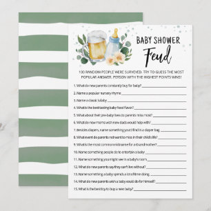 Greenery Brewing Baby Shower Feud Spielkarte Einladung