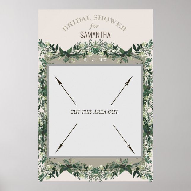 Greenery Bridal ShowerPortable Foto Booth Poster (Vorne)
