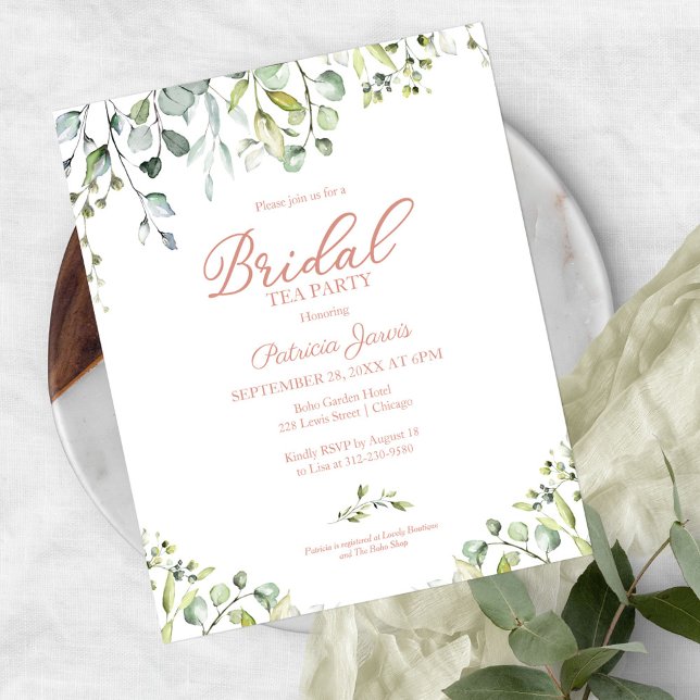 Greenery Bridal Tea Party Einladung (Von Creator hochgeladen)