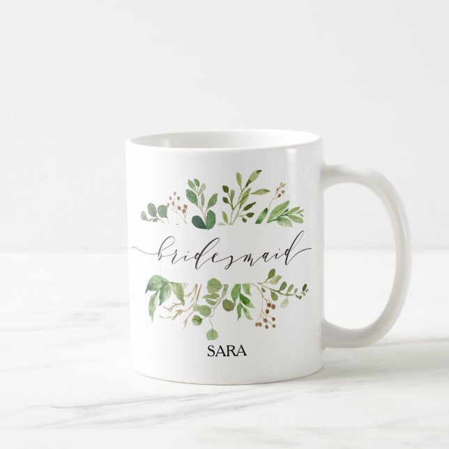 Greenery Bridesmaid Personalisiert-11 Kaffeetasse (Rechts)