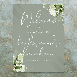 Greenery Bridesmaids Luncheon Begrüßungszeichen Poster