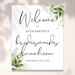 Greenery Bridesmaids Luncheon Begrüßungszeichen Poster