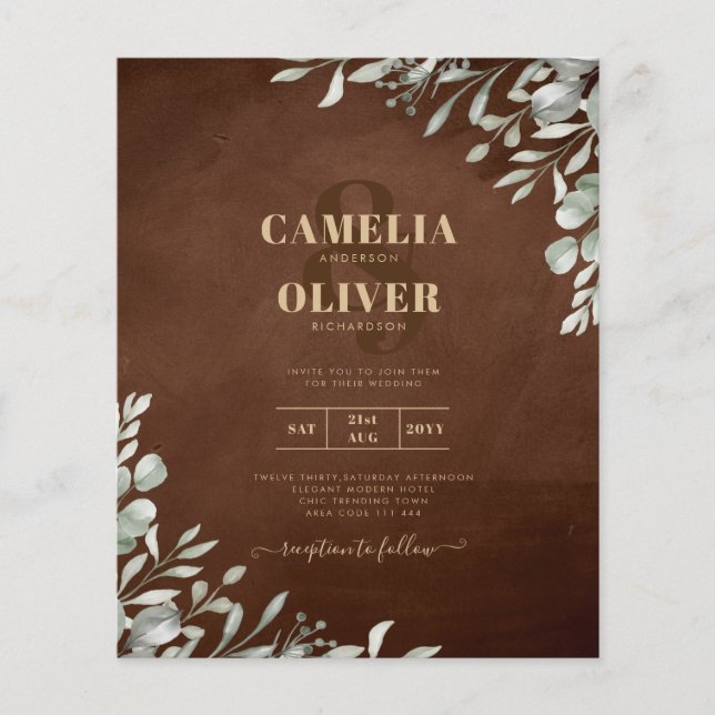 Greenery Brown Wedding Fall Winter Flyer (Vorne)
