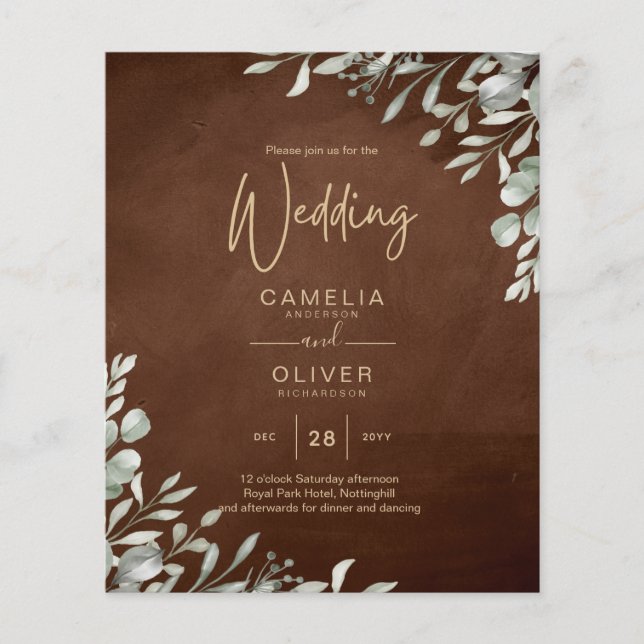 Greenery Brown Wedding Fall Winter Flyer (Vorne)