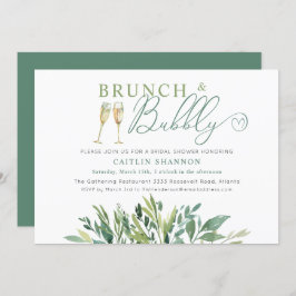 Greenery Brunch und Bubbly Brautparty Einladung