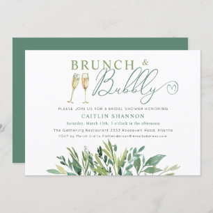 Greenery Brunch und Bubbly Brautparty Einladung
