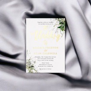 Greenery Brush Calligraphy Wedding Folieneinladung
