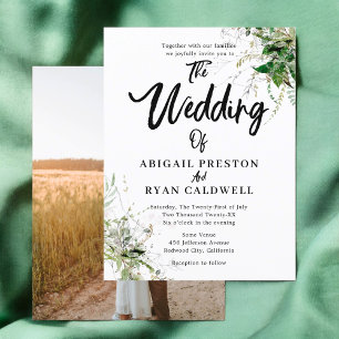 Greenery Brush Calligraphy Wedding Postkarte