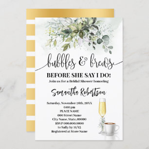 Greenery Bubbles & Brews Brautparty Einladung