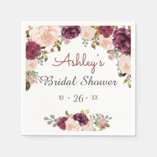 Greenery Burgundy Marsala Rotes Brautparty Serviette