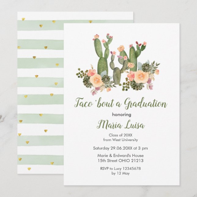 Greenery Cactus Taco "über eine Einladung zum Absc (Vorne/Hinten)
