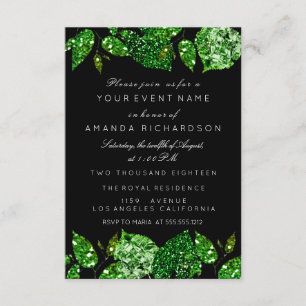 Greenery Cali Glitzer Woodland Ivy Leaf Black Lux Einladung