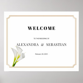 Greenery Calla Lily Wedding Willkommenszeichen Poster