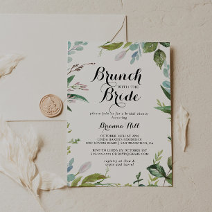 Greenery Calligraphy Brunch mit Bride Shower Einladung