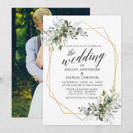 Greenery Calligraphy Foto Geometric Wedding Einladung