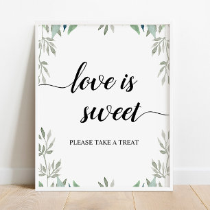 Greenery Calligraphy Wedding Liebe ist Sweet Sign Poster