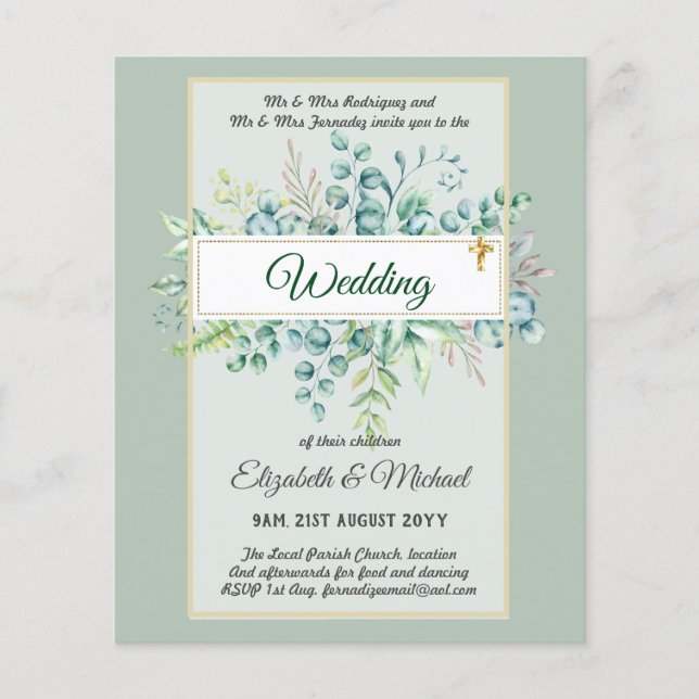 Greenery CATHOLIC Wedding Christlich Budget Modern Flyer (Vorne)