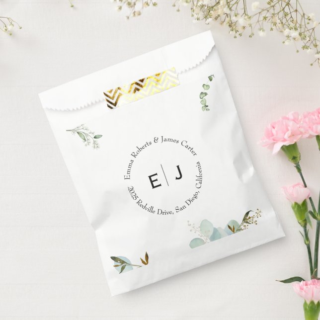 Greenery Chic Monogram Fevor Boxes Geschenktütchen (Versiegelt)