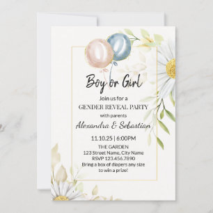 Greenery Chrysanthemum Gender Reveal Einladung