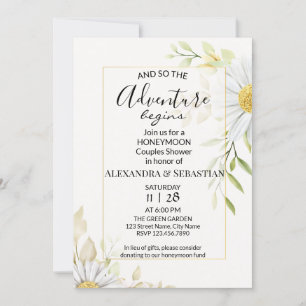 Greenery Chrysanthemum Honeymoon Dusche Einladung