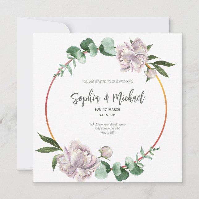 Greenery Circle Rahmen Elegante Hochzeitskarte Einladung (Vorderseite)