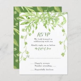 Greenery Clover Floral Wedding RSVP Card Einladung
