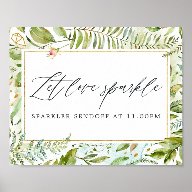 Greenery Crystal Wedding Lass Liebe Sparkle Poster (Vorne)