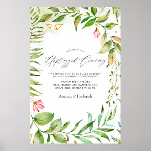 Greenery Crystal Wedding Unplugged Zeremonie Poster