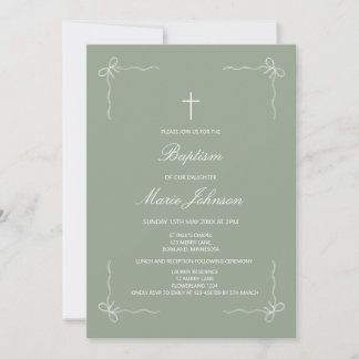 Greenery custom girl modern baptism invitation einladung