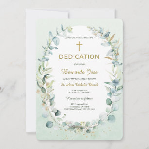 Greenery Dedication Boy Template Einladung
