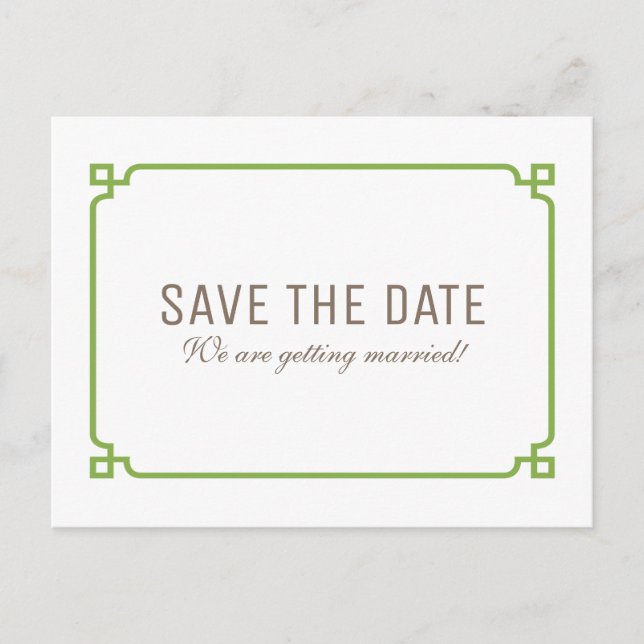 Greenery Deko Chic Save the Date Postkarte (Vorderseite)