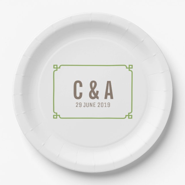 Greenery Deko Chic Wedding Pappteller (Vorderseite)