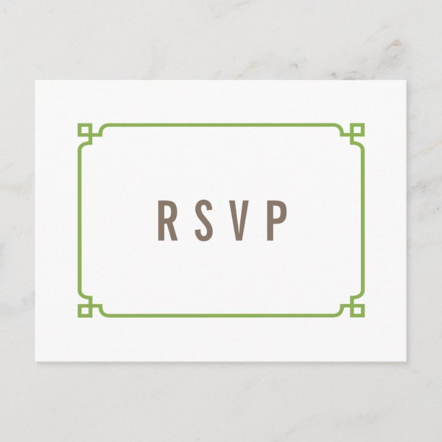 Greenery Deko Chic Wedding RSVP Postcard Einladungspostkarte (Vorderseite)