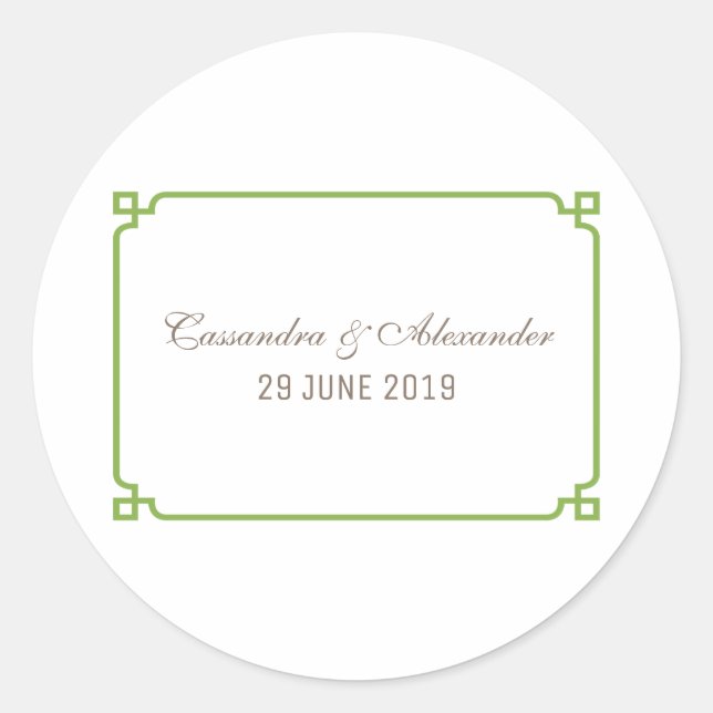 Greenery Deko Chic Wedding Runder Aufkleber (Vorderseite)