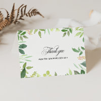 Greenery Destination Brautparty Danke Karte