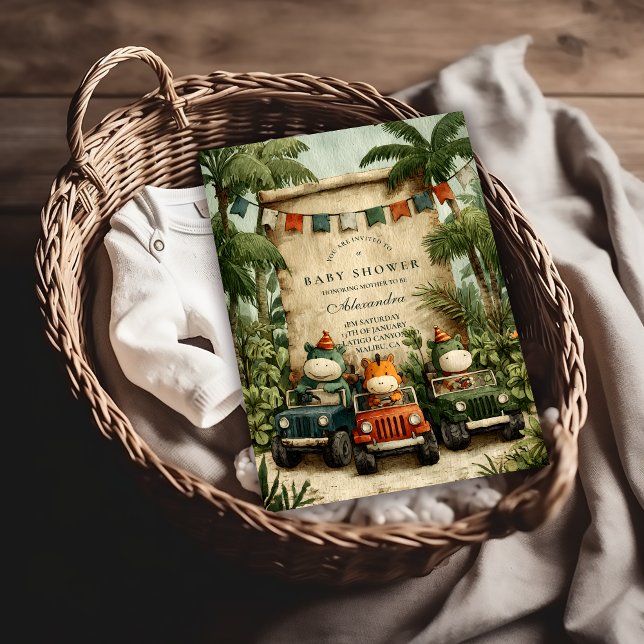 Greenery Dino Baby Shower Einladung (Von Creator hochgeladen)