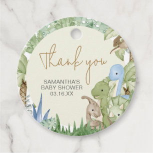 Greenery Dinosaur Baby Dusche Runde Geschenkanhänger