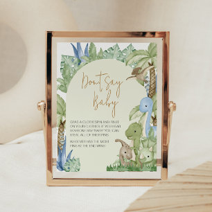 Greenery Dinosaur Baby Dusche Say Baby nicht Poster