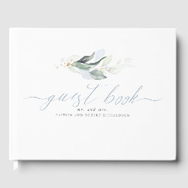 Greenery Dusty Blue Blätter Wedding Gästebuch